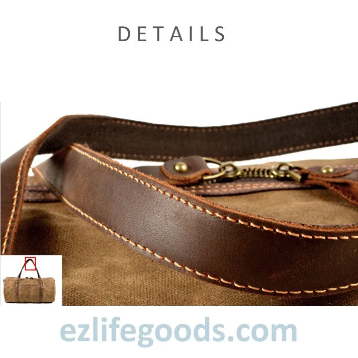Retro Canvas Trimmed with Cowhide Duffle Weekender Bag | 54 cm Large Capacity Gym Bag