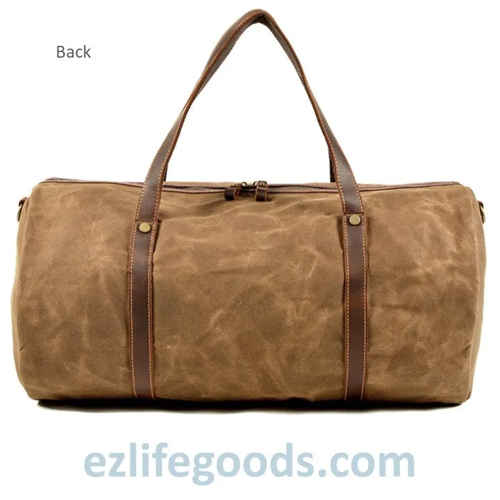 Retro Canvas Trimmed with Cowhide Duffle Weekender Bag | 54 cm Large Capacity Gym Bag