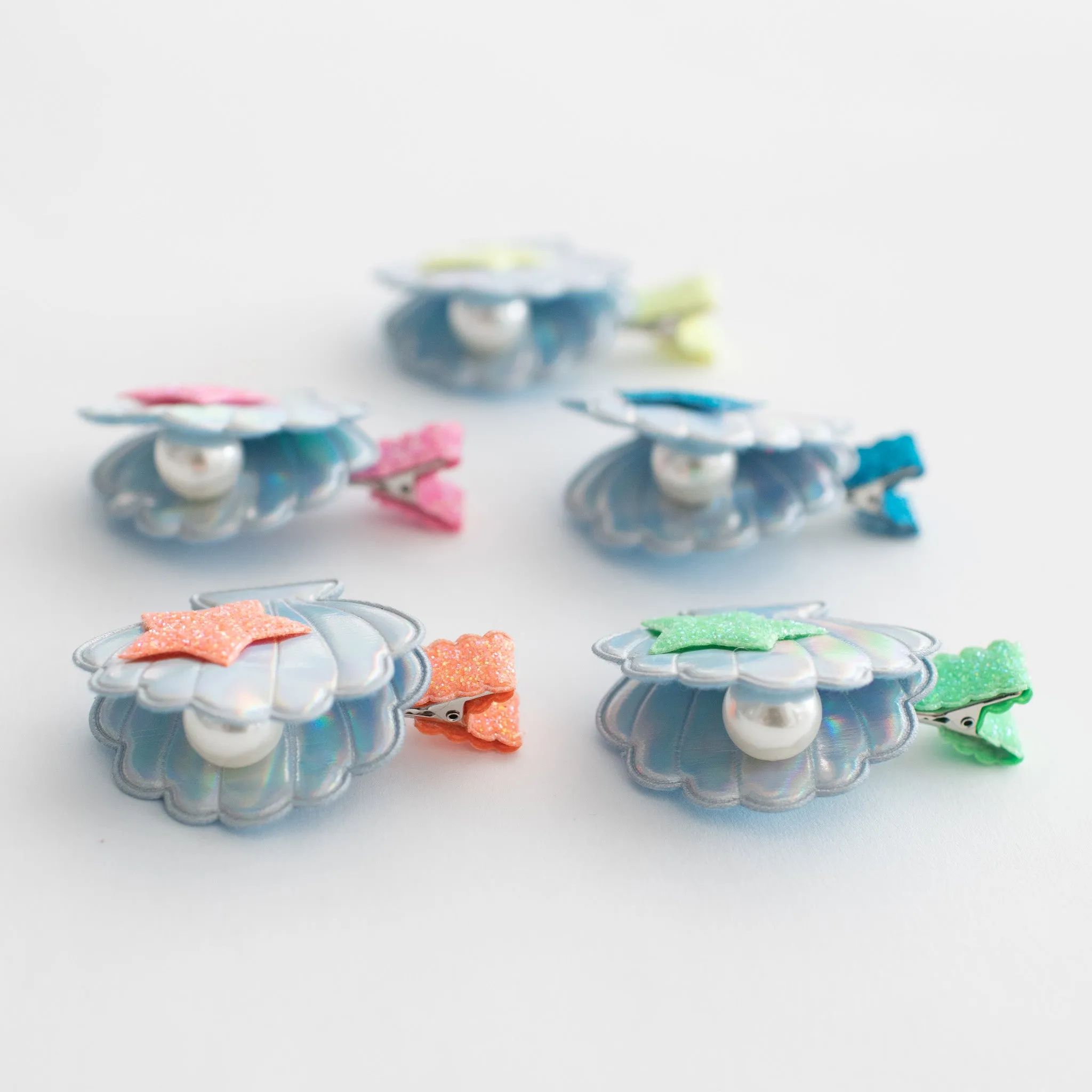 Summer Crystal 1 Pair Sea Shell Pearl Hair Clips For Girls